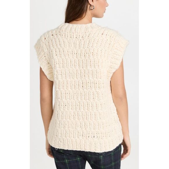 English Factory Sweater Vest Women's Size Medium Ivory Chunky Knit Layerable - Picture 2 of 8
